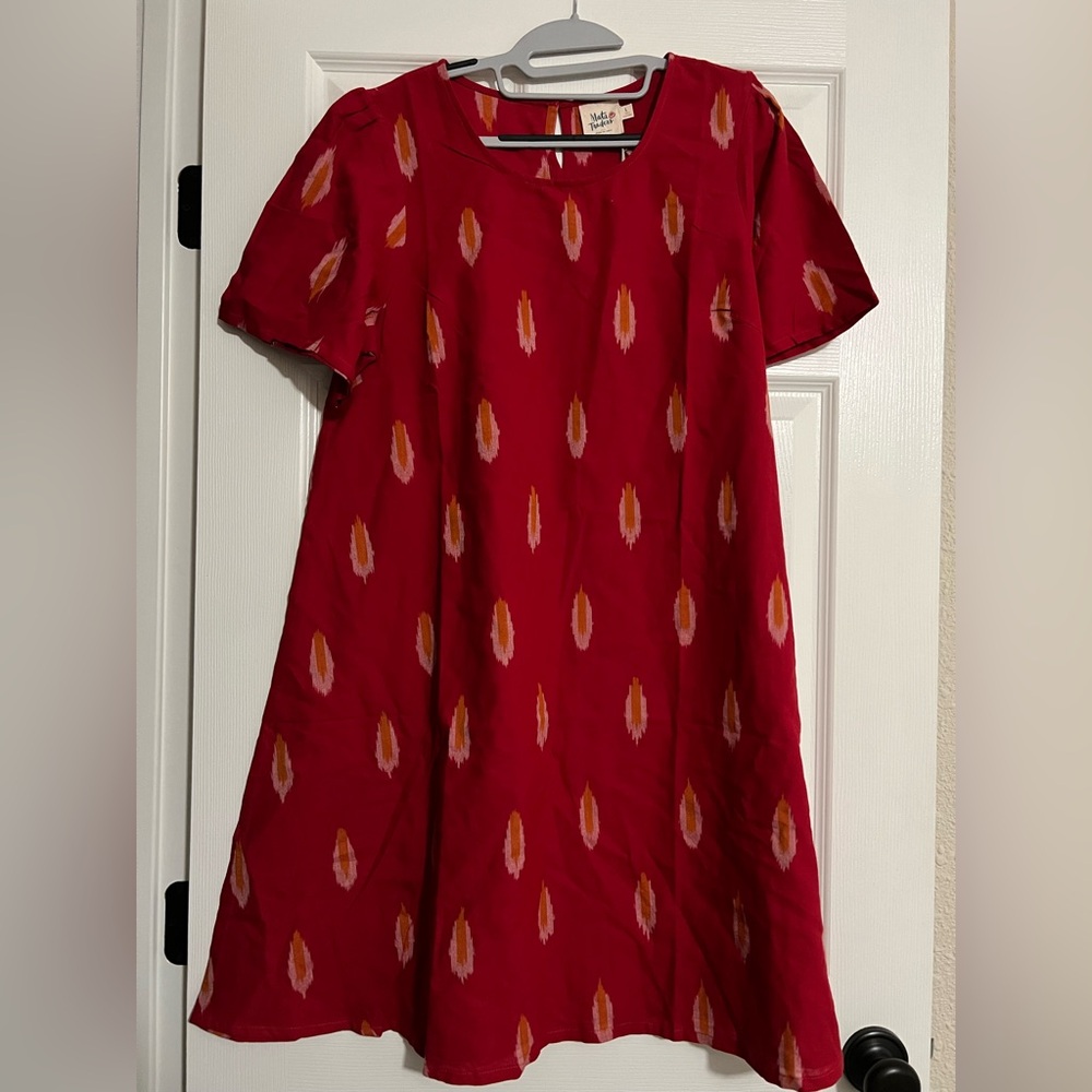 Mata Traders Red Patterned Dress
